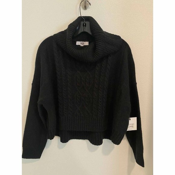 Jack By BB Dakota Say Anything Cable Cowl Neck Sweater Black Size Small - Picture 3 of 6